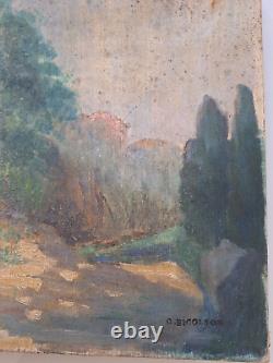 Peinture ancienne huile sur toile paysage nature tableau signé. Old painting oil