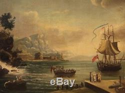 Peinture ancienne tableau marine français paysage huile sur toile cadre 800 XIX