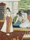 Peinture &eacute;rotique miniature ancienne Inde curiosa sc&egrave;ne galante tableau &eacute;rotisme