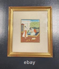 Peinture érotique miniature ancienne Inde curiosa scène galante tableau érotisme