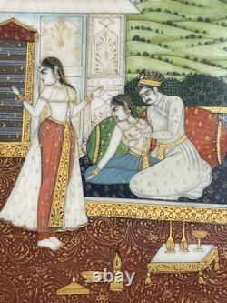 Peinture érotique miniature ancienne Inde curiosa scène galante tableau érotisme