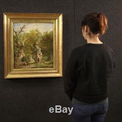 Peinture huile sur toile tableau ancien signé paysage cadre 800 XIXème sicle
