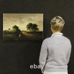 Peinture tableau paysage signé huile toile néerlandais ancien impressionniste
