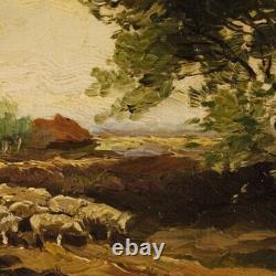 Peinture tableau paysage signé huile toile néerlandais ancien impressionniste