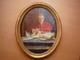 Petit Tableau Ancien Ovale Portrait Cardinal Huile Sur Carton Fort Encadre