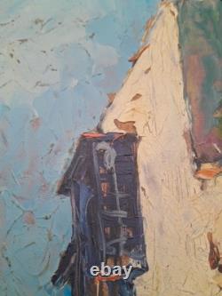 Pierre ARATA 1910 2004 Ancien Tableau Orientaliste Rue animée huile au couteau