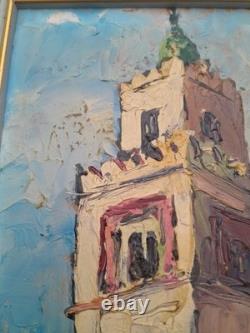 Pierre ARATA 1910 2004 Ancien Tableau Orientaliste Rue animée huile au couteau