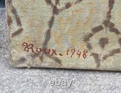 Pierre Roux Chat Café Intime Tableau Ancien Niort Art Moderne HsT Signée