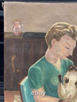 Pierre Roux Chat Café Intime Tableau Ancien Niort Art Moderne HsT Signée