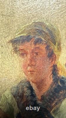 Pierre Testu Tableau ancien XIXE Pêche Moules Bretagne Normandie signé