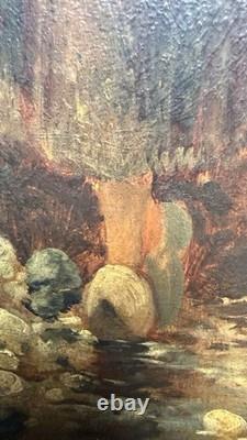 Pierre Testu Tableau ancien XIXE Pêche Moules Bretagne Normandie signé