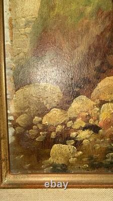 Pierre Testu Tableau ancien XIXE Pêche Moules Bretagne Normandie signé
