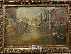 Pierre Vauthier (1845-1916) Les Innondations De Paris, 1910 tableau ancien musée