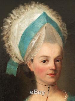 Portrait Fille Du Ministre De Louis XVI 18ème Tableau ancien HST XVIIIEME