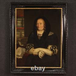 Portrait ancien huile sur toile peinture femme tableau madame 17ème siècle