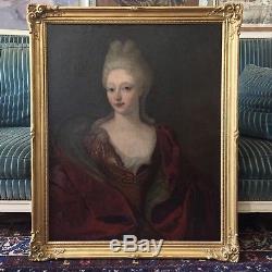 Portrait ancien vers 1700 femme de qualité, tableau ancien