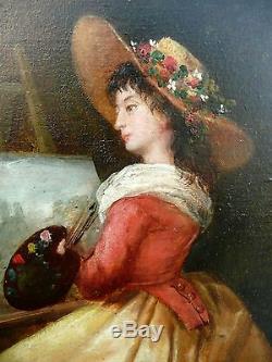 Portrait dÉlisabeth VIGEE LE BRUN, A. PHALIPON(XIX) Tableau ancien