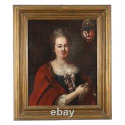 Portrait d'une Femme Noble Tableau Ancien Huile sur Toile XVIIIe Siècle