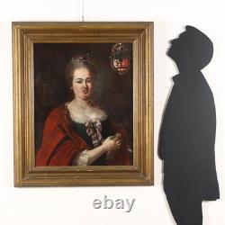 Portrait d'une Femme Noble Tableau Ancien Huile sur Toile XVIIIe Siècle