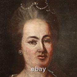 Portrait d'une Femme Noble Tableau Ancien Huile sur Toile XVIIIe Siècle