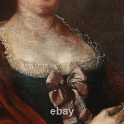 Portrait d'une Femme Noble Tableau Ancien Huile sur Toile XVIIIe Siècle