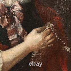 Portrait d'une Femme Noble Tableau Ancien Huile sur Toile XVIIIe Siècle