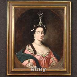 Portrait dame ancien tableau huile sur toile peinture noble femme 18ème siècle