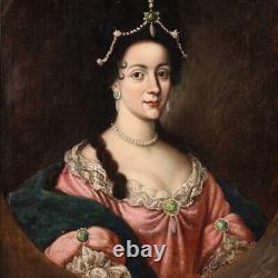 Portrait dame ancien tableau huile sur toile peinture noble femme 18ème siècle