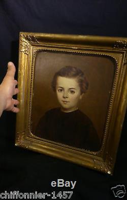 Portrait de jeune garçon huile sur carton XIX° Tableau Ancien a identifier