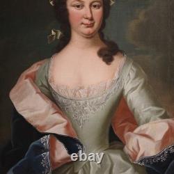 Portrait de noble dame tableau ancien peinture huile sur toile 19ème siècle Portrait de noble dame tableau ancien peinture huile sur toile 19ème siècle