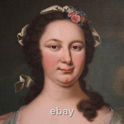 Portrait de noble dame tableau ancien peinture huile sur toile 19ème siècle Portrait de noble dame tableau ancien peinture huile sur toile 19ème siècle