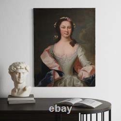 Portrait de noble dame tableau ancien peinture huile sur toile 19ème siècle