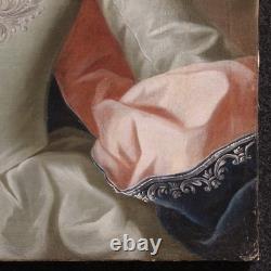 Portrait de noble dame tableau ancien peinture huile sur toile 19ème siècle