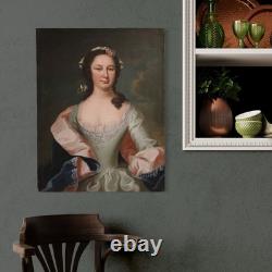 Portrait de noble dame tableau ancien peinture huile sur toile 19ème siècle