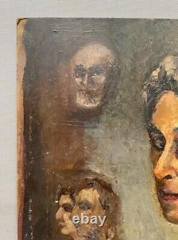 Portraits, Huile Sur Carton, Tableau Ancien, Peinture, Début XXe