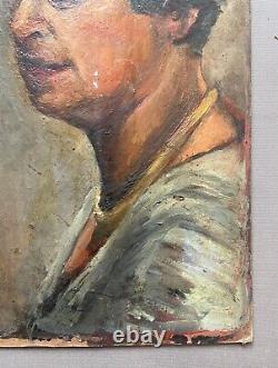 Portraits, Huile Sur Carton, Tableau Ancien, Peinture, Début XXe