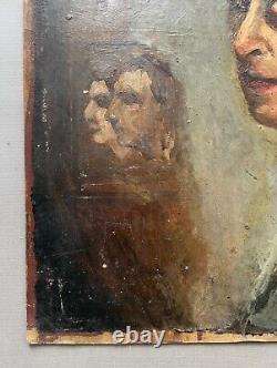 Portraits, Huile Sur Carton, Tableau Ancien, Peinture, Début XXe