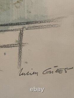 Rare Tableau ancien paysage Tour des Anglais Saugues Gévaudan signé Lucien GIRES
