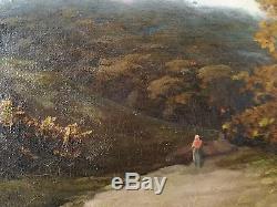 Rare, ancien tableau, huile sur toile, école française, Barbizon, Gambart, XIX