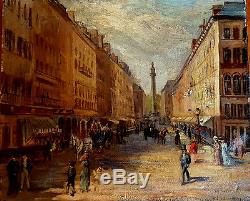 Rare tableau ancien Impressionnisme à Paris Place Vendôme rue de la Paix