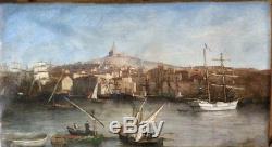 Robert Charles MOLS (1848-1903) tableau ancien Le Vieux Port de Marseille