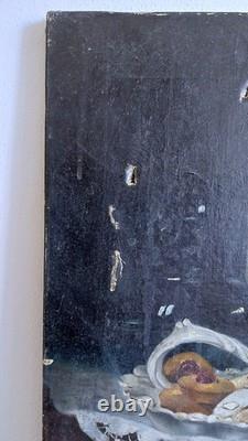 Roberts Tableau peinture ancienne HST nature morte signé a restauré