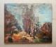 Rue anim&eacute;e, huile sur toile, signature &agrave; identifier, tableau ancien, peinture