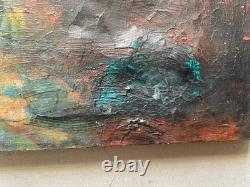 Rue animée, huile sur toile, signature à identifier, tableau ancien, peinture