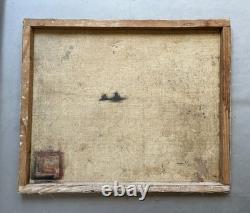 Rue animée, huile sur toile, signature à identifier, tableau ancien, peinture