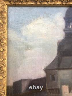 SUPERBE ancien TABLEAU PEINTURE HST BRETAGNE BRETONS CONCARNEAU H. BARNOUIN