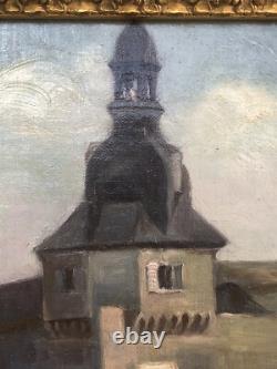 SUPERBE ancien TABLEAU PEINTURE HST BRETAGNE BRETONS CONCARNEAU H. BARNOUIN