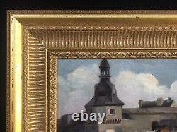 SUPERBE ancien TABLEAU PEINTURE HST BRETAGNE BRETONS CONCARNEAU H. BARNOUIN