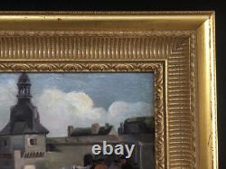 SUPERBE ancien TABLEAU PEINTURE HST BRETAGNE BRETONS CONCARNEAU H. BARNOUIN