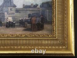 SUPERBE ancien TABLEAU PEINTURE HST BRETAGNE BRETONS CONCARNEAU H. BARNOUIN